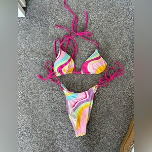 White Fox Colorful Striped Bikini Set